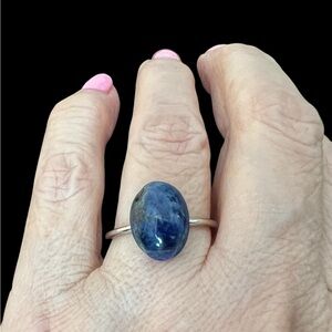 Elegant Blue Lapis Stone Silver Ring